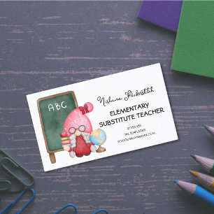 Niedlich Watercolor Lady Gnome Teacher Visitenkarte