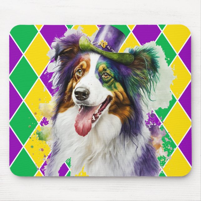 NIEDLICH WATERCOLOR MARDI GRAS COLLIE DOG MOUSEPAD (Vorne)