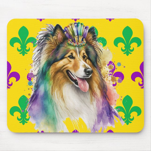 NIEDLICH WATERCOLOR MARDI GRAS COLLIE DOG MOUSEPAD (Vorne)