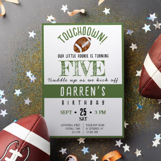 Niedlich Watercolor Rookie Football Geburtstag Einladung