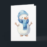 Niedlich Watercolor Snowman Karte<br><div class="desc">Niedlich Watercolor Snowman</div>