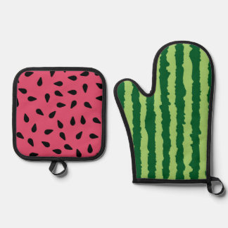 Niedlich Watermelon Funny Picnic Red Green Ofenhandschuh & Topflappen-Set