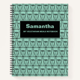 Niedlich, weich grün, Silhouette Vegetarisches Ess Notizbuch
