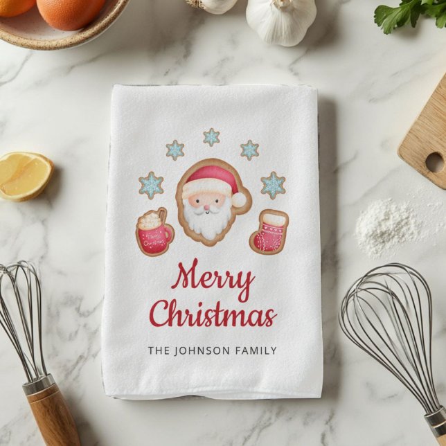 Niedlich Weihnachten Geschirrtuch (Cute Santa Merry Christmas Kitchen Towel)
