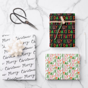 Niedlich Weihnachten Holly Days Jolly Xmas Urlaub Geschenkpapier Set