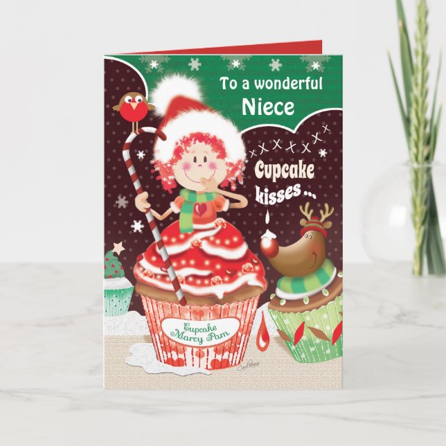 Niedlich, Weihnachten, Nichte, kleiner Kuchen Karte (Vorderseite)