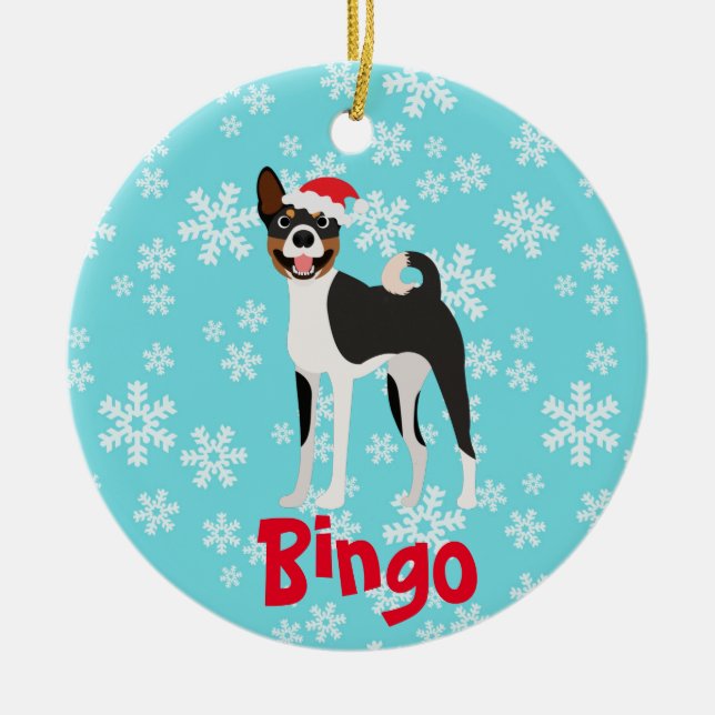 Niedlich Weihnachten Personalisiert Basenji Black  Keramik Ornament (Vorne)