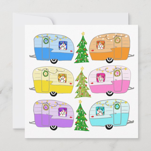 Niedlich Weihnachts Retro RV Anhänger Weihnachten  (Vorderseite)