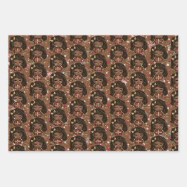 Niedlich Weihnachtswrapping Paper Black Girl Geschenkpapier Set