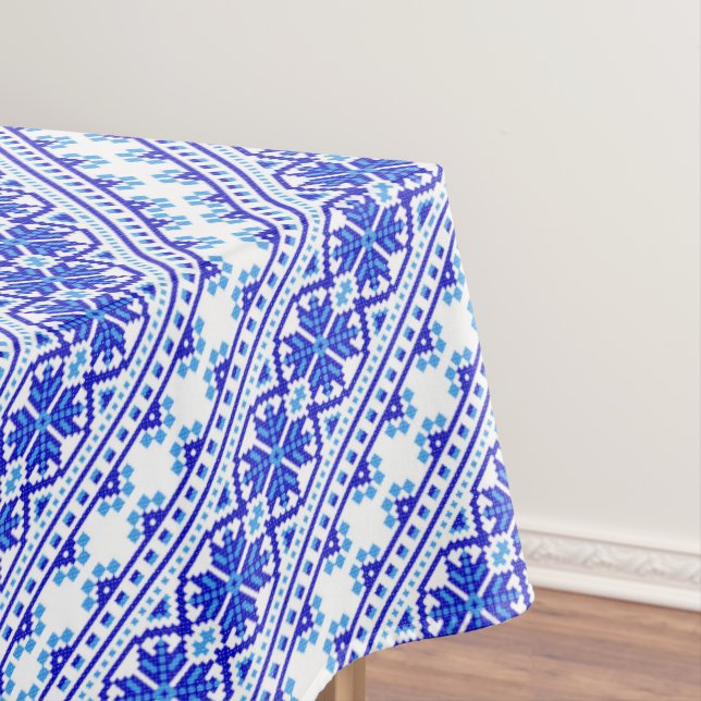 Niedlich-weiß-blaue ukrainische Streifen Tischdecke (Beispiel)