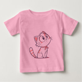 Niedlich Weiß & Pink Kitten - Baby T - Shirt