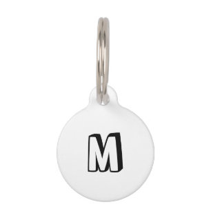 Niedlich-weiß-schwarz-modern-monogramm-Name Kontak Haustiermarke