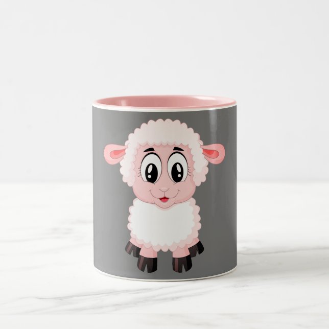 Niedlich Weiß und rosa einsam Schafe Zweifarbige Tasse (Mittel)