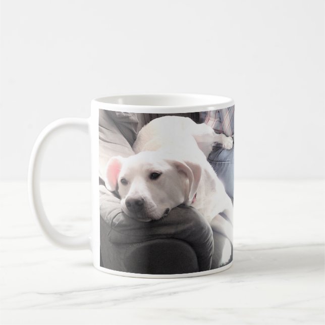 Niedlich weißer Friedlicher Hund Kaffeetasse (Links)