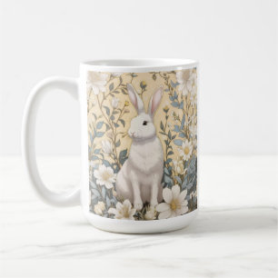 Niedlich-Weißer Hasenpasten Gelbe Blüte Kaffeetasse
