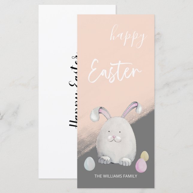 Niedlich Weißes Happy Bunny Watercolor (Vorne/Hinten)