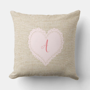 Niedlich-weißes, süßes Herz-Add Monogram-Kissen Kissen