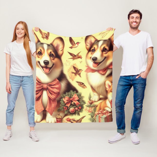 Niedlich Welsh Corgi Cardigan Illustration Fleecedecke (Beispiel)
