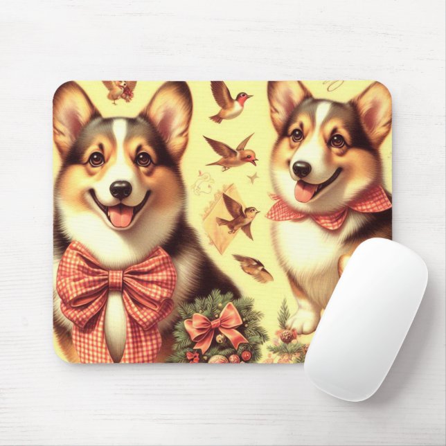 Niedlich Welsh Corgi Cardigan Illustration Mousepad (Mit Mouse)