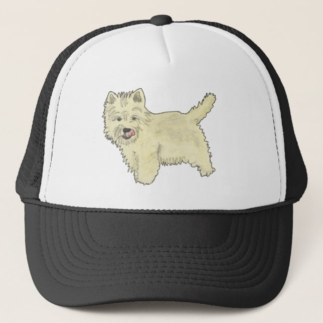 Niedlich West Highland Terrier Dog Art Painting De Truckerkappe (Vorderseite)