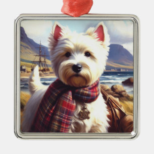 Niedlich West Highland White Terrier Malerei Ornament Aus Metall