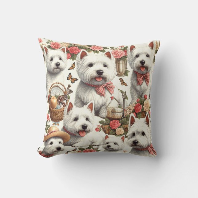 Niedlich West Highland White Terrier Nahtlos Kissen (Vorderseite)