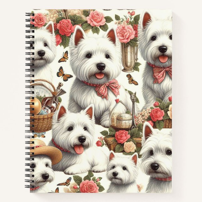 Niedlich West Highland White Terrier Nahtlos Notizbuch (Vorderseite)