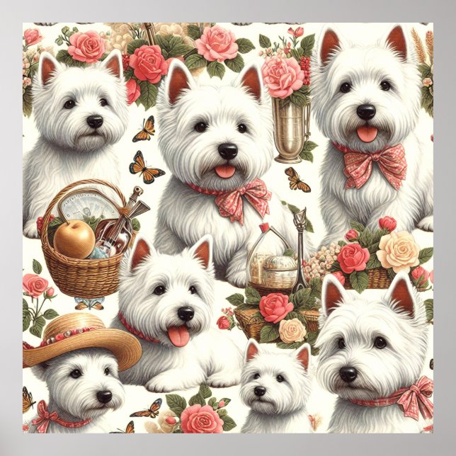 Niedlich West Highland White Terrier Nahtlos Poster (Vorne)