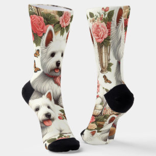Niedlich West Highland White Terrier Nahtlos Socken
