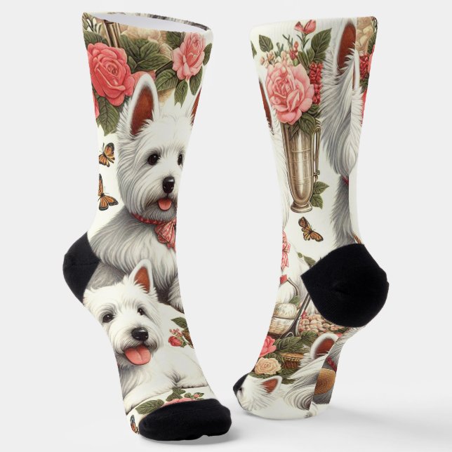 Niedlich West Highland White Terrier Nahtlos Socken (Gewinkelt)