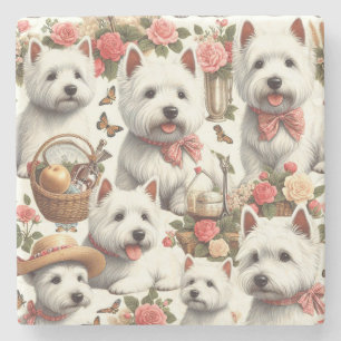 Niedlich West Highland White Terrier Nahtlos Steinuntersetzer