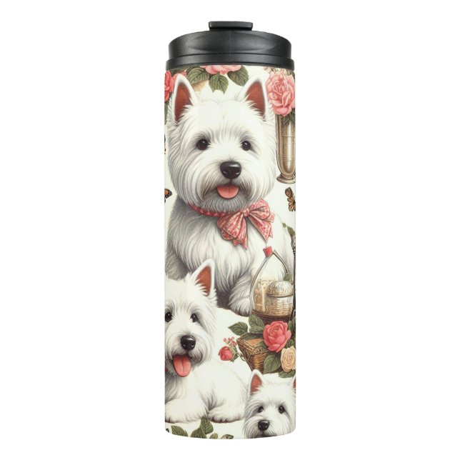 Niedlich West Highland White Terrier Nahtlos Thermosbecher (Vorderseite)