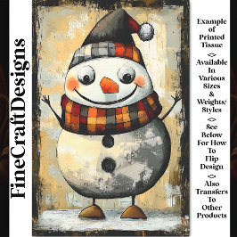 Niedlich Whacky Rustic Whimsical Snowman BA3 Decou Seidenpapier