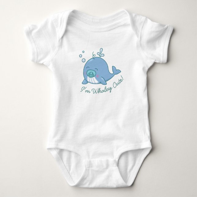 Niedlich Whale Baby Dusche Whaley Niedlich Boy Blu Strampler (Vorderseite)