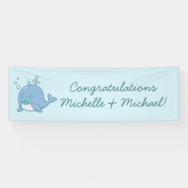 Niedlich Whale Baby Shower Kawaii Boy Blue Banner