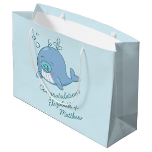 Niedlich Whale Baby Shower Kawaii Boy Blue Große Geschenktüte