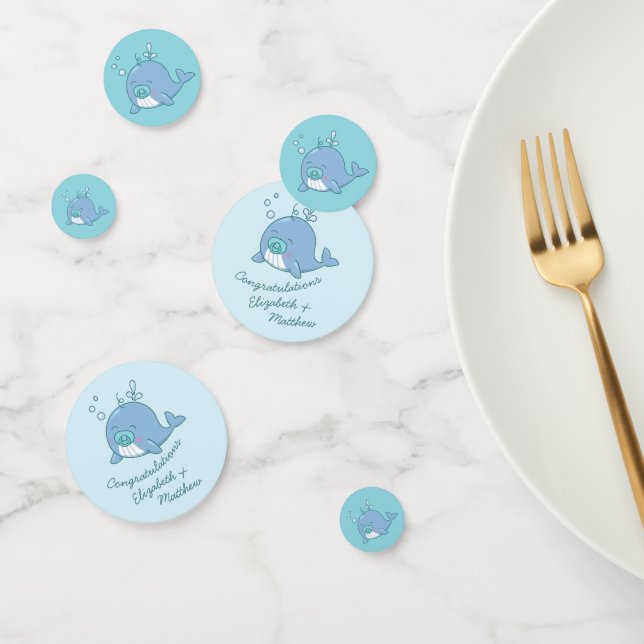 Niedlich Whale Baby Shower Kawaii Boy Blue Konfetti (Gruppe)