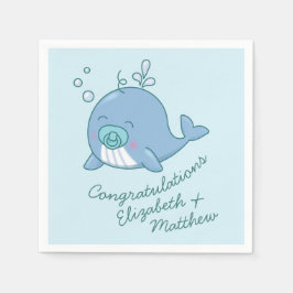Niedlich Whale Baby Shower Kawaii Boy Blue Serviette