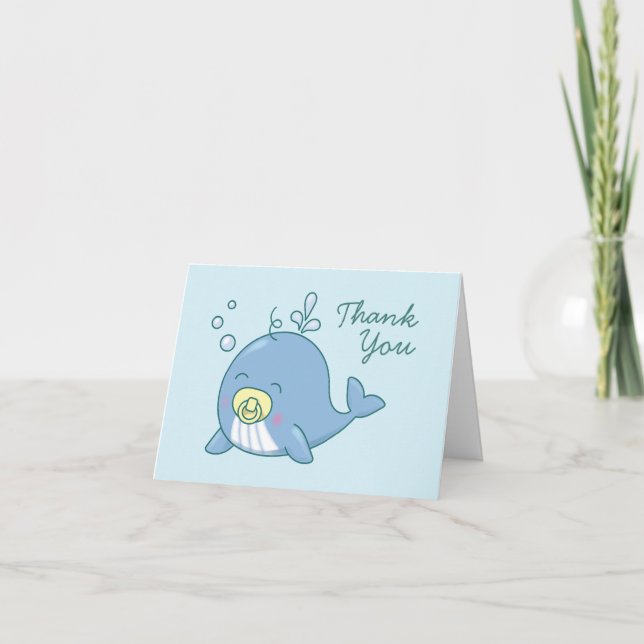 Niedlich Whale Baby Shower Kawaii Dankeskarte (Vorderseite)