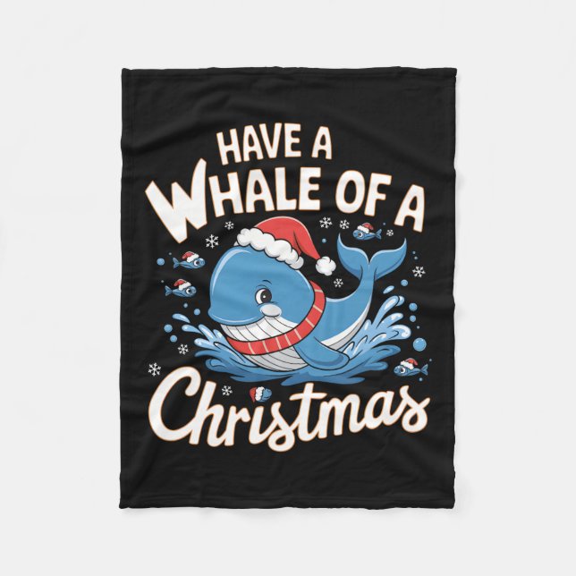 Niedlich Whale Santa Christmas Ocean Tier Lover Ho Fleecedecke (Vorderseite)