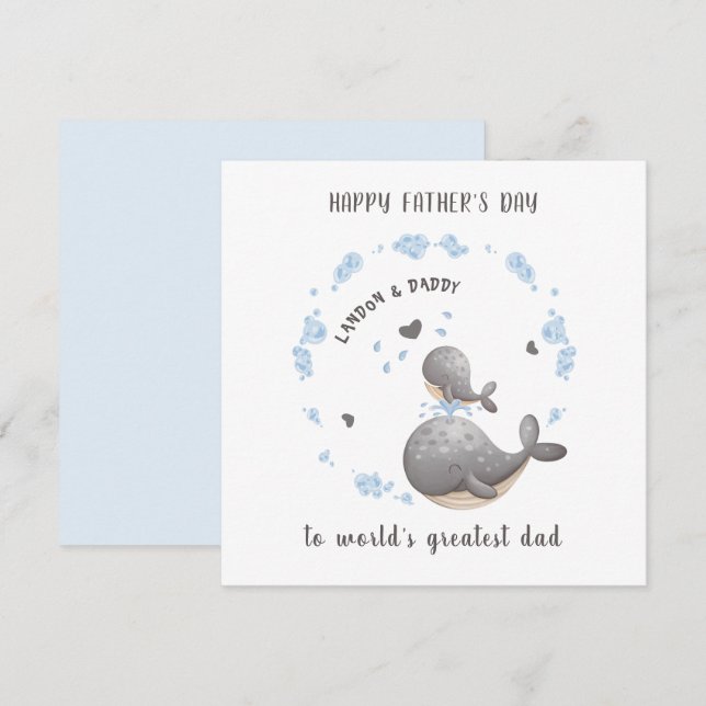 Niedlich Whales Boy Father's Day Card Karte (Vorne/Hinten)