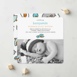 Niedlich Whimsical Baby Ducklings Baby Boy Foto Bi Ankündigung