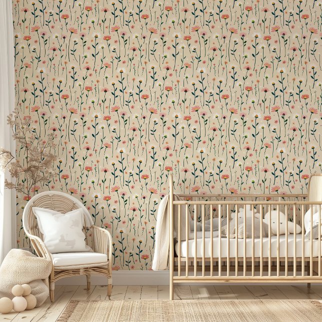 Niedlich Whimsical Daisy Wildblume Baby Girl Kinde Tapete (Von Creator hochgeladen)