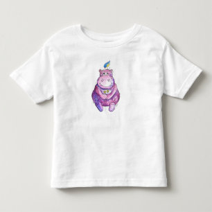 Niedlich Whimsical Lila Hippo Kleinkind T-shirt