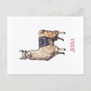 Niedlich Whimsical Llama Personalisiert Postkarte
