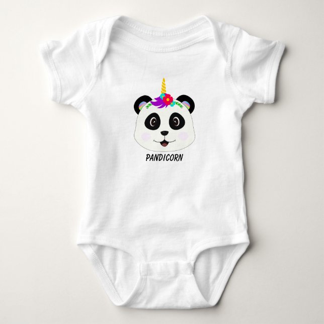 Niedlich Whimsical Panda Unicorn Pandicorn Baby Strampler (Vorderseite)
