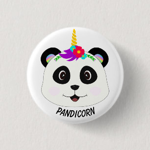 Niedlich Whimsical Panda Unicorn Pandicorn Button