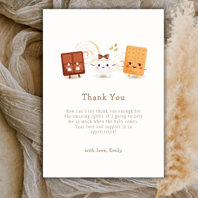 Niedlich Whimsical S'more Fun Baby Dusche Dankeskarte (Cute Whimsical S'more Fun Baby Shower Thank You Card)
