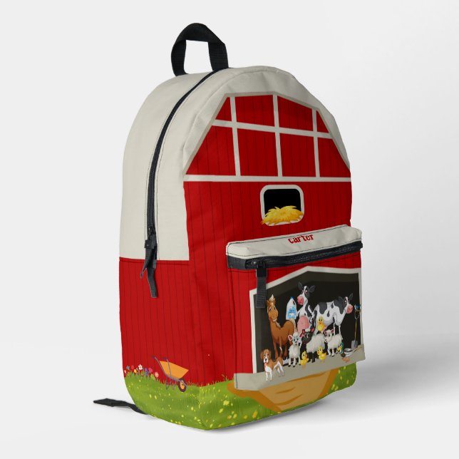 niedlich/whimsistisch Stalltiere Bedruckter Rucksack (Rückseitige Ecke links)