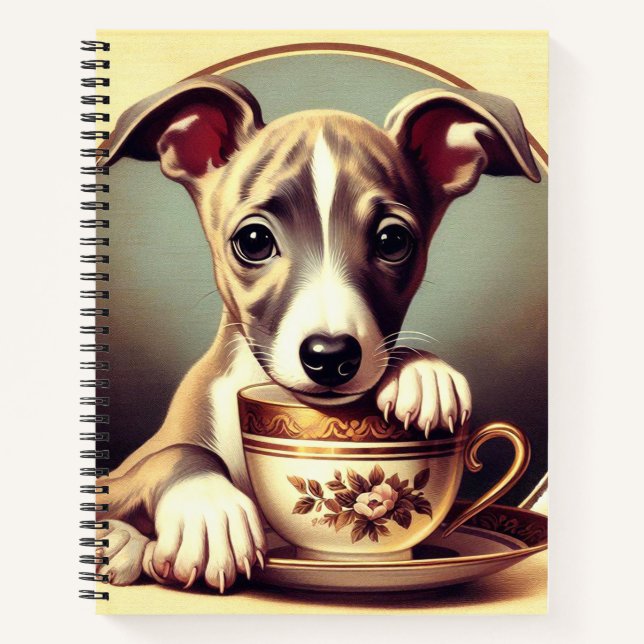 Niedlich Whippet Puppy Notizbuch (Vorderseite)
